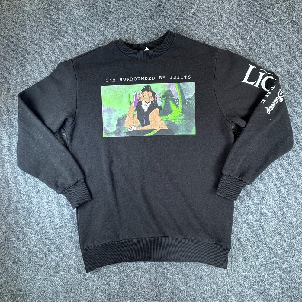 Disney The Lion‎ King Sweatshirt Mens XS Black I'm Surrounded By Idiots Scar